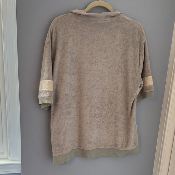POL Women's Half-Zip Blouse in Gray and Cream - Picture 5 of 7